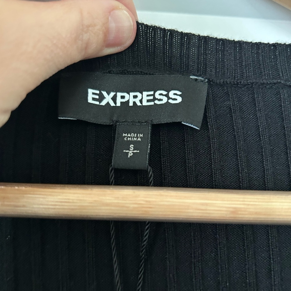 Express Black Asymmetrical Ribbed Top - Picture 5 of 6